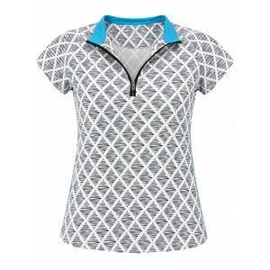 Tail Activewear Womens Large Golf Polo Shirt Quarter Zip Geometric Diamond Blue